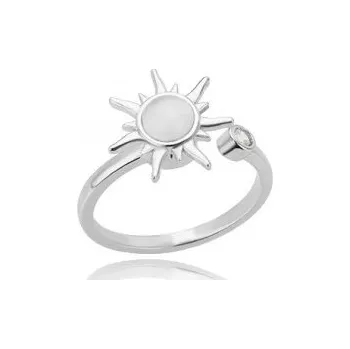 Prsten Dámský otevřený prsten Nastavitelná velikost Dekor sluníčka Elegantní antistresový prstýnek Jednoduchý módní šperk pro každodenní nošení stříbrná