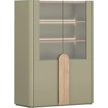 Knihovna AMILIO VITRÍNA 100 2D - eukalyptus / dub baltic dune / úchyty dub přírodní