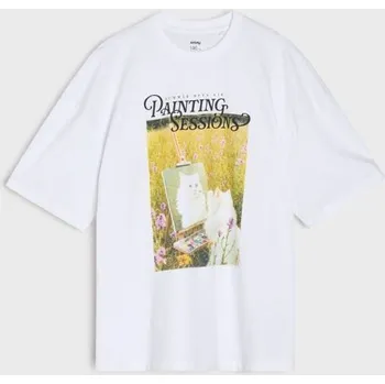 Sinsay - Bavlněná košilka s potiskem - bílá - 279IO-00X - 279IO-00X-164