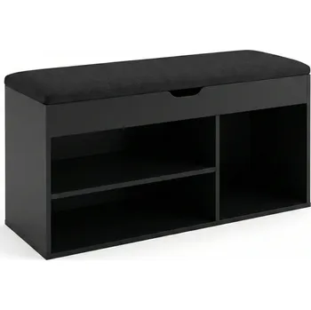 Botník BOXIMO Botník se sedákem TRIA, 80 x 43 x 30 cm - černý