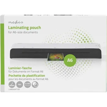 Kancelář NEDIS laminovací fólie/ formát A6/ 100 mic/ rozměr 154 x 111 mm/ transparentní/ 100 pack LAMIA6AT100
