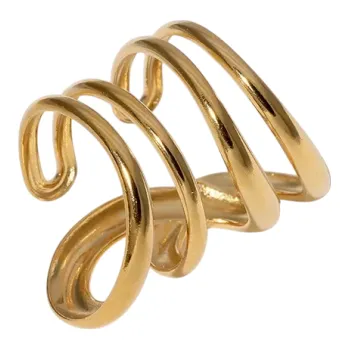 Prsten Dámský spirálový prstýnek Nastavitelná univerzální velikost Otevřený elegantní minimalistický design Lehký módní šperk pro každodenní nošení zlatá
