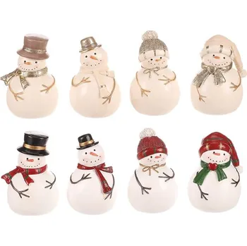 Vánoční dekorace Sněhulák - polyresinová figurka, mix 8 druhů, cena za 1 ks Barva: bílá