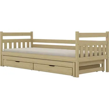 Ložnicová sestava Postel Dawid přistýlka + zásuvky 90x180 přírodní, nelakovaná