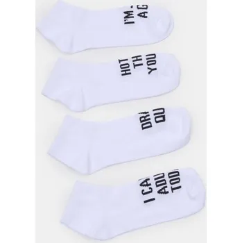 Dámská móda Sinsay - 4-pack nízkých ponožek s humornými nápisy - bílá - 625HL-00X - 625HL-00X-39H