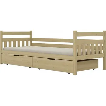 Ložnicová sestava Postel Dawid velké zásuvky 90x180 přírodní, nelakovaná