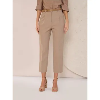 Dámské kalhoty Sinsay - Kalhoty carrot s pukem a páskem - béžová - 963GZ-08X - 963GZ-08X-S