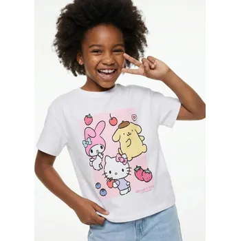 Sinsay - Bavlněná košilka s potiskem Hello Kitty - bílá - 350IR-00X - 350IR-00X-140