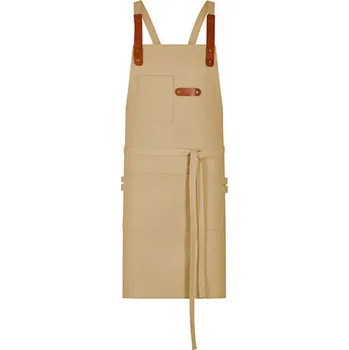 Kuchyňská zástěra Exner Plátnová zástěra s laclem s dekorativním štítkem s křížením na zádech Barva: Kamenová, Velikost: 80 x 70 cm EX285