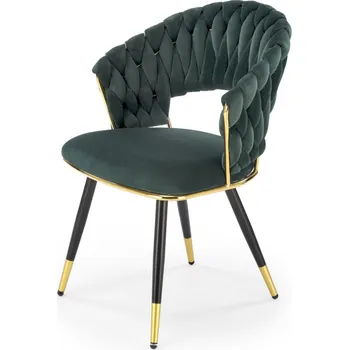 Jídelní křeslo LUXREJ — kov, látka, zelená Halmar