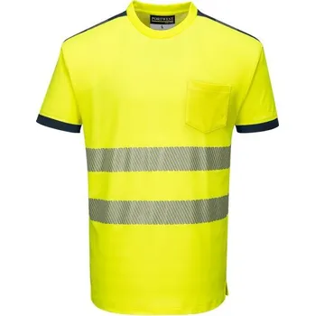 PortWest | Tričko HiVis PW3 - Yellow/Navy / XS / XS / žlutá