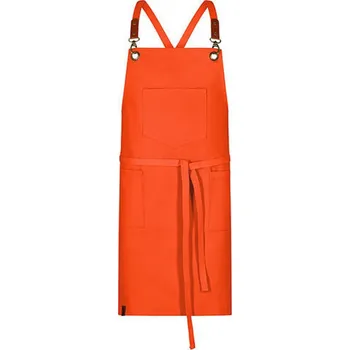 Kuchyňská zástěra Exner Laclová zástěra se třemi kapsami, v sepraném vzhledu Barva: Oranžová, Velikost: 80 x 70 cm EX286