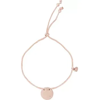 Náramek Náramek Circle na béžové šňůrce růžový