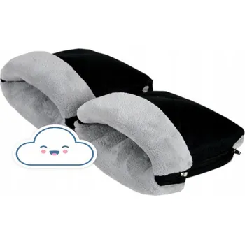 Rukavice na madla kočárků - fleece černo - šedé