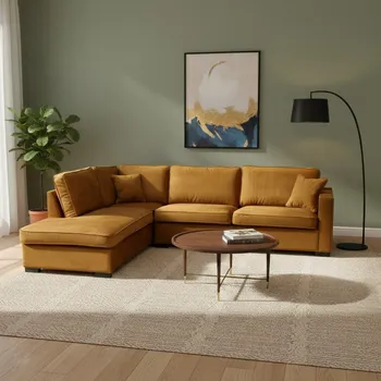 Sedací souprava SZANTAL sedací souprava, pravá, hořčicová