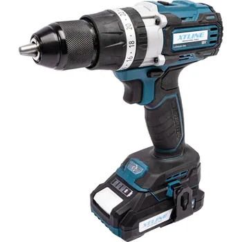 Vrtačka XTLINE Aku vrtačka s příklepem bezuhlíková 18 V, 70 Nm + 2 baterie 2.0 Ah + nabíječka 2.4 A