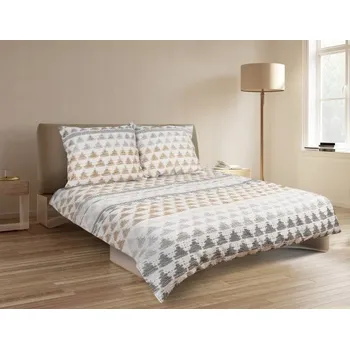 Povlečení Povlečení 160x200 bílá šedá černá béžová mix trojúhelníků