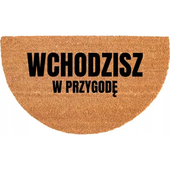 Rohožka PŮLKRUHOVÁ KOKOSOVÁ ROHOŽKA S NÁPISEM - VSTUPUJETE DO DOBRODRUŽSTVÍ