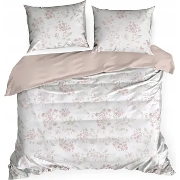 Povlečení Povlečení bavlněné LILA 140x200 Eurofirany pudrová růžová béžové větvičky s květy
