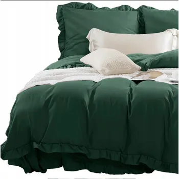 Povlečení POVLEČENÍ 160x200 SET S VOLÁNKEM + 2 POVLEČENÍ NA POLŠTÁŘ 70x80 JEDNOBAREVNÉ B.ZELEŇ