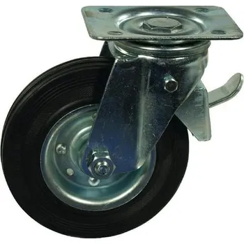 Pojezdové kolečko Otočné kolečko s brzdou, guma 100x30 mm, nosnost 90 kg, rolkové, Ro-Carr ocel