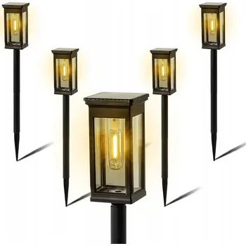 Venkovní osvětlení 4x ZAHRADNÍ SOLÁRNÍ LAMPA DEKORATIVNÍ LUCERNA ZAPICHOVACÍ SLOUPEK FILAMENT