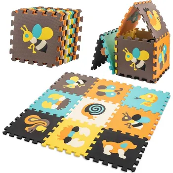 Puzzle KIK Pěnová podložka na puzzle 9 dílků pro děti 85×85 cm EVA barevná protiskluzová voděodolná