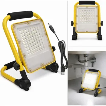 Halogenová LED přenosná USB akumulátorová stavební lampa 50W 4500 lm