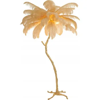 Stojací lampa Stojací lampa EMU s béžovými pírky, 150 cm