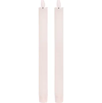 Svíčka Sada kónických svíček s LED osvětlením, bílá, 2 ks, parafín, 25 cm