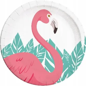 Talíř Papírové talířky Plameňáci - 23 cm - 8 kusů