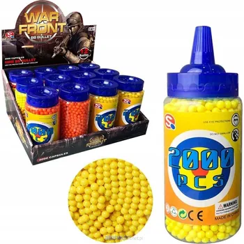 Dětská zbraň BB kuličky 6mm 2000 KUSŮ DO ASG PISTOLE ŽLUTÉ PLASTOVÉ STŘELIVO