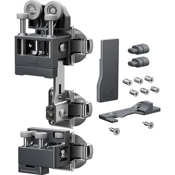 Nábytkové kování Hettich WingLine L, Sada kování pro těžké dveře s dolním vedením, 25 kg, antracitová, pravé, Se zavírací pružinou