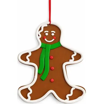 Velikonoční dekorace DECOLED Velká vánoční ozdoba na stromeček Perník panáček, 26,5 × 31 cm, zelená šála, PVC, IP44, venkovní