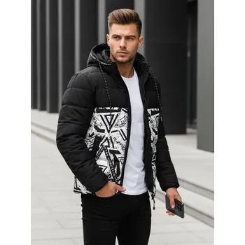 Pánský zimní kabát Dstreet Pánská bunda zimní prošívaná s kapucí TX5131 Barva: Černá, Velikost: 2XL