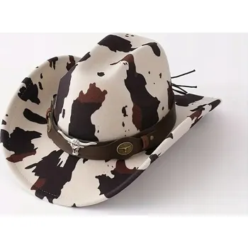 Klobouk Kovbojský klobouk KRÁVA záplaty Texas nýty western KOSTÝM KOVBOJKA