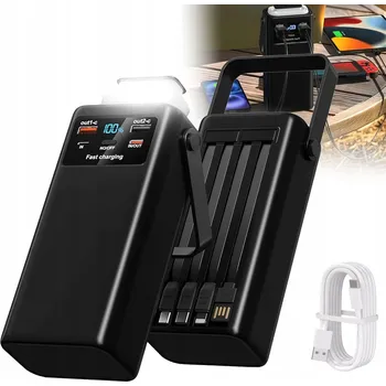 Powerbanka POWERBANKA 60000MAH 45W RYCHLÉ NABÍJENÍ LED SVÍTILNA 4 KABELY PRO TURISTIKU