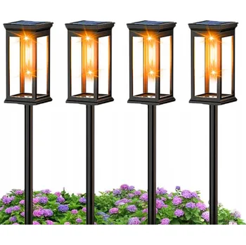 Venkovní osvětlení 4x Solární zahradní lampa venkovní do zahrady lucerna sloupek na příjezdovou cestu