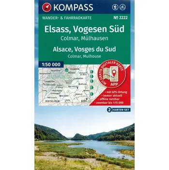 KOMPASS Wanderkarten-Set 2222 Elsass, Vogesen Süd / Alsace, Vosges du Sud, Colmar, Mülhausen / Mulhouse (2 Karten) 1:50.000. 1:50'000: Wander- und Fahrradkarte in einem - inklusive Offline-Verwendung Kolektiv autorů