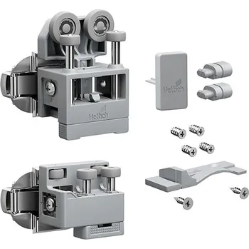 Nábytkové kování Hettich WingLine L, Sada kování pro středně těžké dveře s dolním vedením, 12 kg, šedá, levé, se zavírací pružinou