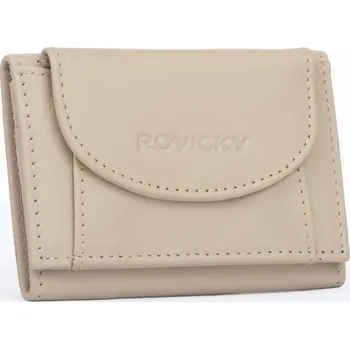 Peněženka Dámská peněženka ROVICKY vodorovná malá na patentek z přírodní kůže béžová