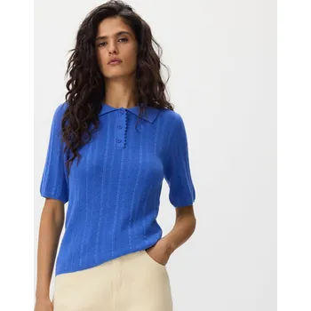 Dámský svetr Reserved - Polo svetr s&nbsp;příměsí vlny - modrá - 913IP-55X - 913IP-55X-S