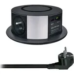Solight PP120CW-PD20-B 3z + USB A+C 20W PD, Wireless 10W, výsuvný blok zásuvek, 2m, černý