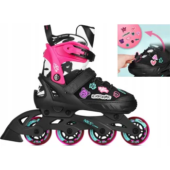 Kolečkové Brusle Nils Extreme Vibe Růžové S 33-36 Náplasti Na Suchý Zip Nastavitelné