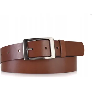 Opasek KOŽENÝ Pásek ke kalhotám 4 cm dámský Široký Přírodní kůže HNĚDÁ Lasocki