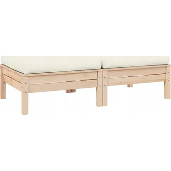 Zahradní pohovka Zahradní pohovka pro 2 osoby s krémovými polštáři, borovicové dřevo
