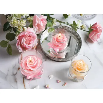 Svíčka Vonná svíčka ARTMAN - RŮŽE ve sklenici - Růžová 300g 10x9 cm
