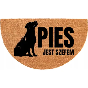 Rohožka VSTUPNÍ ROHOŽKA PŮLKRUHOVÁ KOKOSOVÁ VTIPNÁ HUMOR PES JE ŠÉF