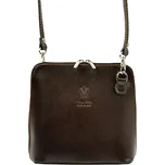 Kožená malá dámská crossbody kabelka tmavě hnědá