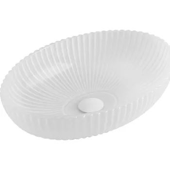 Umyvadlo BPS-koupelny Skleněné umyvadlo na desku HYD-BRT3-WH-510 51x35 cm, mat